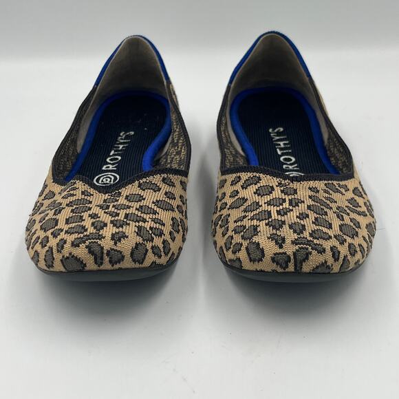 Rothy's Flats Women’s Leopard Cheetah Animal Print Red Stripe Round Toe Size 8.5 - Picture 2 of 12